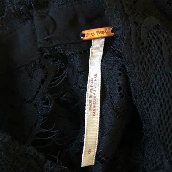 Free People Black Lace Verushka High Neck Button Down Back  Sleeves Mini Dress 6 - Picture 11 of 14